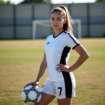 Young athlete poses on soccer field