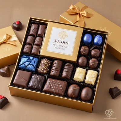 Delicious assortment of chocolates in a gift box