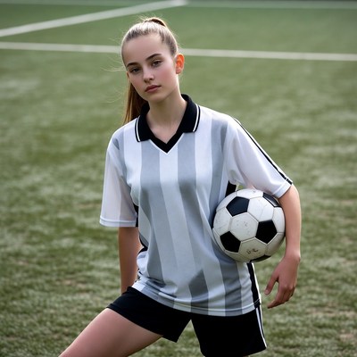 Young athlete showcases soccer skills on field
