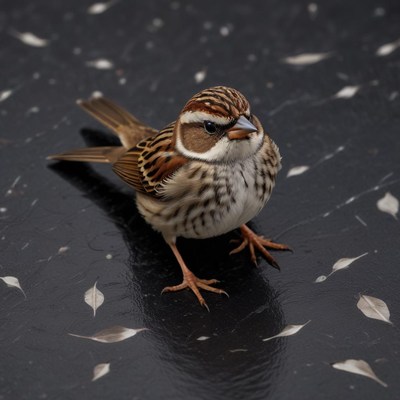 Bird with striking pattern on black surface