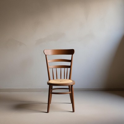 Elegant wooden chair in minimal space