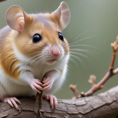 Cute hamster on a branch