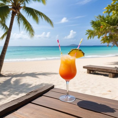 Refreshing drink by the beach