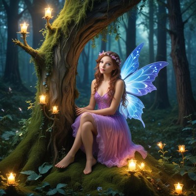 Enchanted forest fairy resting peacefully