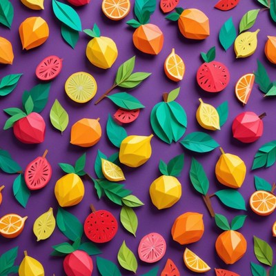 Colorful paper fruits display