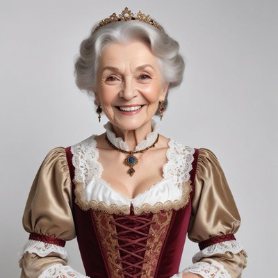 Elderly woman in historical costume