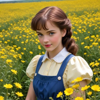 Girl in yellow flower field