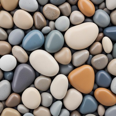 Colorful pebbles on a flat surface