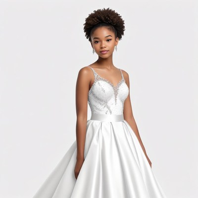 Elegant girl in white gown