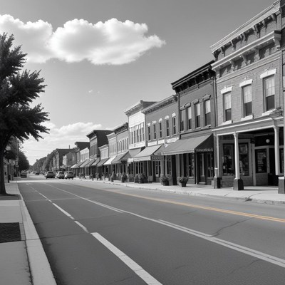 Historic main street in small town