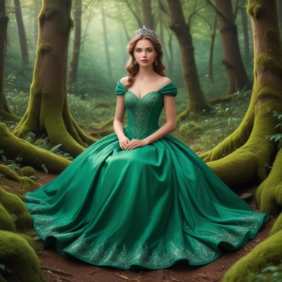 Enchanted princess in green dress