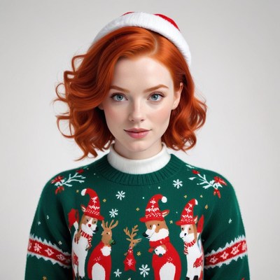 Festive redhead in holiday sweater