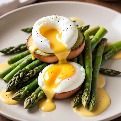 Delicious eggs and asparagus plate