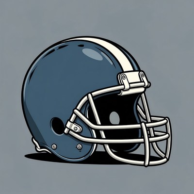 Blue football helmet on gray background