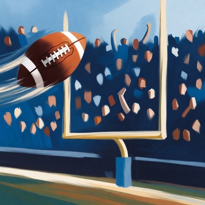 Football soaring through goalpost