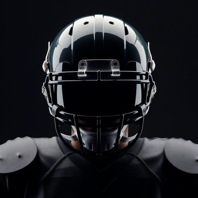 Football helmet in dark setting