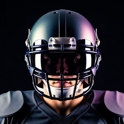 Football player in dark uniform