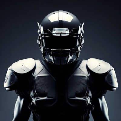 Black football player in gear