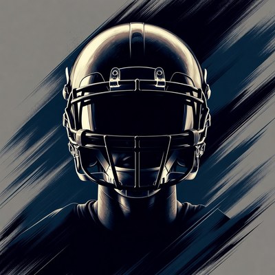 Football player in helmet silhouette