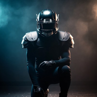 Football player in dramatic lighting