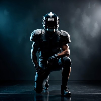 Football player in action stance