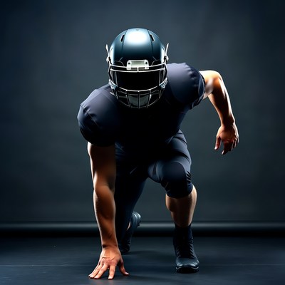 Football player preparing to sprint