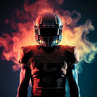 Bold football player in silhouette