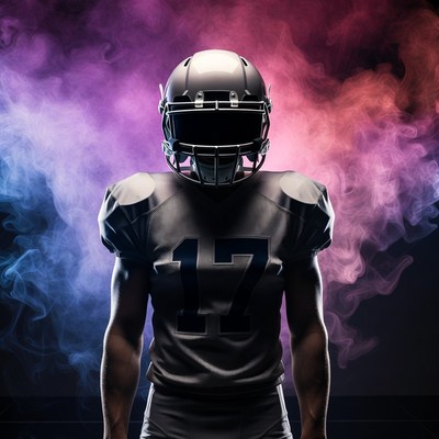 Silhouette of a football player ready for game