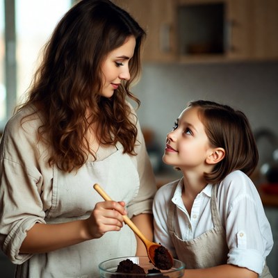Baking together in the kitchen