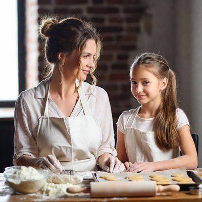 Baking cookies with family together