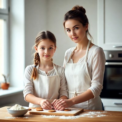 Baking cookies together at home