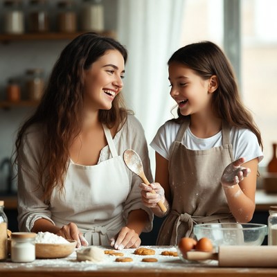 Baking cookies together in the kitchen