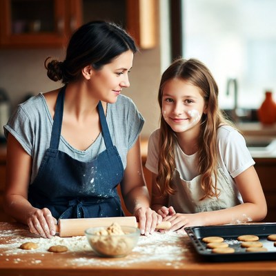 Baking cookies in the kitchen