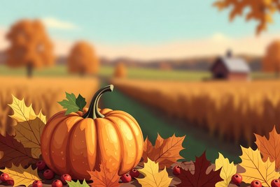 Vibrant autumn pumpkin scene