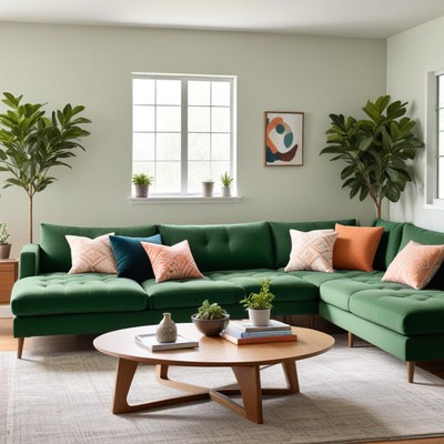 Cozy green living room setup