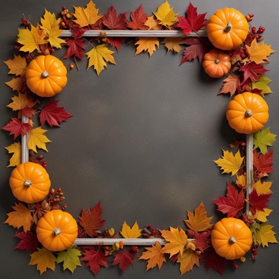 Fall pumpkin and leaf frame
