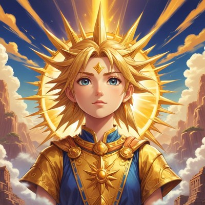 Radiant hero in a golden realm
