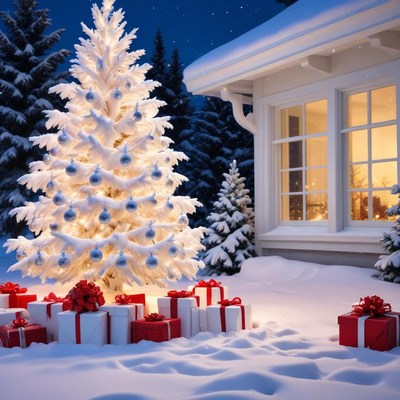 Winter christmas tree glow