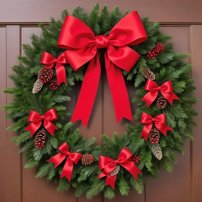 Beautiful holiday wreath on door
