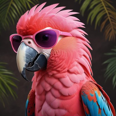 Sunglass-wearing parrot in paradise