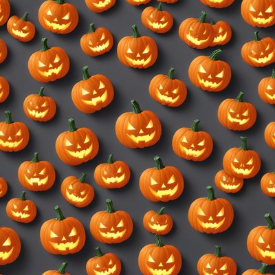 Bright halloween pumpkins display