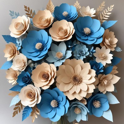 Beautiful paper flower arrangement display
