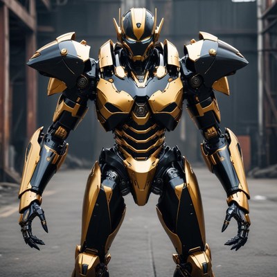 Futuristic robot in industrial setting