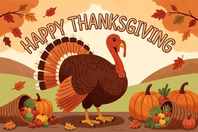 Colorful turkey celebrates thanksgiving fest