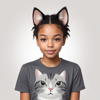 Girl with cat ears and t-shirt design