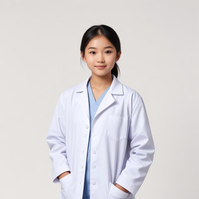 Young girl in doctor's coat