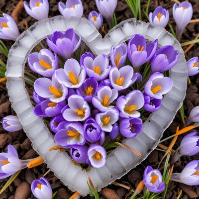 Heart-shaped crocus flower arrangement