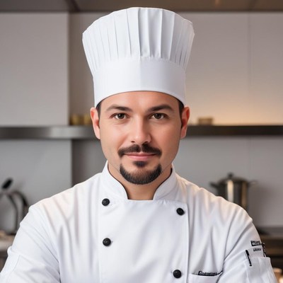 Chef at work in modern kitchen
