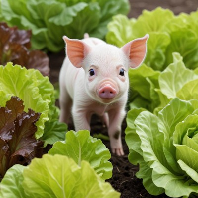 Cute piglet in garden