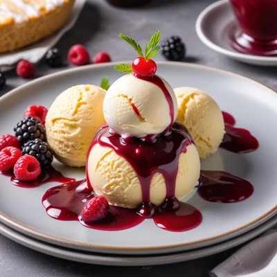 Delicious ice cream dessert presentation